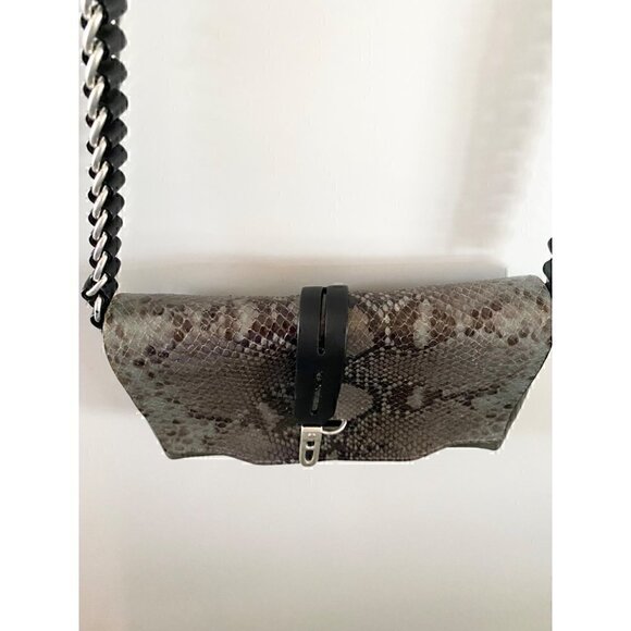 rag & bone Enfield Snake Flap Crossbody Bag Mini Leather Gray Black Python - Picture 12 of 12